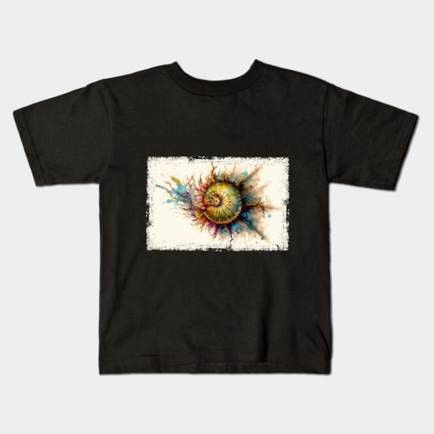 Abstract Watercolor Fibonacci Sequence Kids T-Shirt by erzebeth